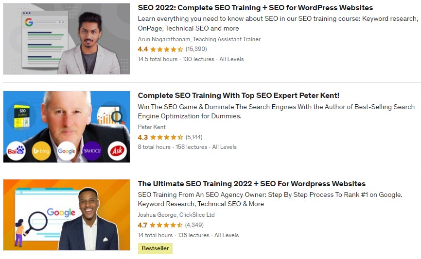 udemy seo cursussen